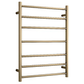 Temple &amp; Webster Brushed Brass 600mm 7 Bar Heated Ladder Towel Rail