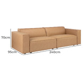 Temple &amp; Webster Russo 3 Seater Faux Leather Sofa