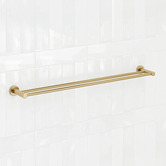 Temple &amp; Webster Clovelly 750mm Brushed Gold Double Towel Rail