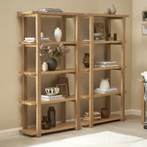 Temple &amp; Webster 5 Tier Ski-Leg Oak Wood Bookcase