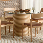 Temple &amp; Webster 120cm Mimi Round Oak &amp; Glass Dining Table