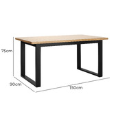 Temple &amp; Webster Black Ski-Leg Oak Wood Dining Table