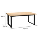 Temple &amp; Webster Black Ski-Leg Oak Wood Dining Table
