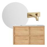 Temple &amp; Webster Cali 900mm Vanity Package with Round LED Mirror
