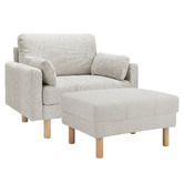 Temple &amp; Webster Oslo Upholstered Armchair &amp; Ottoman Set
