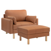 Temple &amp; Webster Oslo Upholstered Armchair &amp; Ottoman Set
