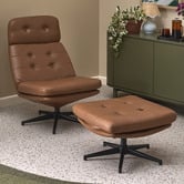 Temple &amp; Webster 2 Piece Brunel Leather Accent Chair &amp; Footstool Set