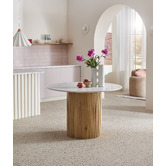 Temple &amp; Webster Anika Mango Wood &amp; Marble Dining Table