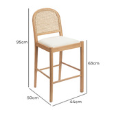 Temple &amp; Webster 63cm Louie Arched Rattan and Solid Beech Wood Bar Stool