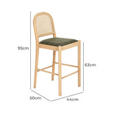 Temple &amp; Webster 63cm Louie Arched Rattan and Solid Beech Wood Bar Stool