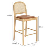 Temple &amp; Webster 63cm Louie Arched Rattan and Solid Beech Wood Bar Stool