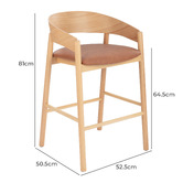 Temple &amp; Webster 64.5cm Mattia Curved Back Solid Bar Stool
