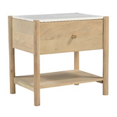 Temple &amp; Webster Maya Marble &amp; Mango Wood Bedside Table