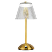 Temple &amp; Webster Halston Iron &amp; Clear Strip Glass Cordless LED Table Lamp