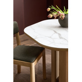 Temple &amp; Webster 120cm Premium Hex Marble-Look Dining Table