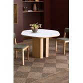 Temple &amp; Webster 120cm Premium Hex Marble-Look Dining Table