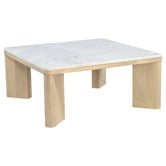 Temple &amp; Webster Misha Square Mango Wood &amp; Marble Coffee Table