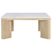 Temple &amp; Webster Misha Square Mango Wood &amp; Marble Coffee Table