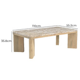 Temple &amp; Webster Misha Rectangle Mango Wood &amp; Marble Coffee Table