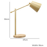 Temple &amp; Webster 50cm Natural Jayce Travertine &amp; Metal Desk Lamp