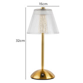 Temple &amp; Webster Halston Iron &amp; Clear Strip Glass Cordless LED Table Lamp
