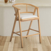Temple &amp; Webster 65cm Shun Rattan &amp; Beech Wood Bar Stool