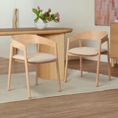 Temple &amp; Webster Mattia Curved Back Solid Beech Wood Dining Chair
