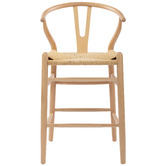 Temple &amp; Webster 66cm Hans Wegner Wishbone Replica Solid Beech Wood Bar Stool