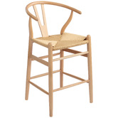 Temple &amp; Webster 66cm Hans Wegner Wishbone Replica Solid Beech Wood Bar Stool