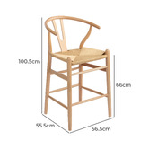 Temple &amp; Webster 66cm Hans Wegner Wishbone Replica Solid Beech Wood Bar Stool