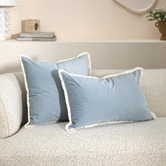 Temple &amp; Webster Orlena Fringed Rectangular Velvet Cushion