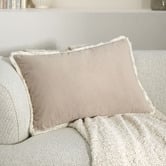Temple &amp; Webster Orlena Fringed Rectangular Velvet Cushion