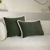 Temple &amp; Webster Orlena Fringed Rectangular Velvet Cushion
