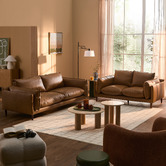 Temple &amp; Webster Terry Premium Genuine Leather Sofa