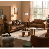 Temple &amp; Webster Terry Premium Genuine Leather Sofa