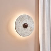 Temple &amp; Webster Hector Travertine-look LED Wall Sconce