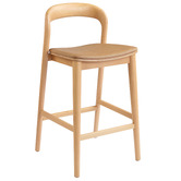 Temple &amp; Webster 65.5cm Monk Beech Wood &amp; Faux Leather Bar Stool