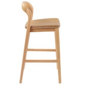 Temple &amp; Webster 65.5cm Monk Beech Wood &amp; Faux Leather Bar Stool