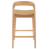 Temple &amp; Webster 65.5cm Monk Beech Wood &amp; Faux Leather Bar Stool