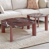 Temple &amp; Webster Marilyn Merlot Marble Coffee &amp; Side Table Set