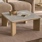 Temple &amp; Webster Misha Square Mango Wood &amp; Marble Coffee Table