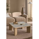 Temple &amp; Webster Misha Square Mango Wood &amp; Marble Coffee Table