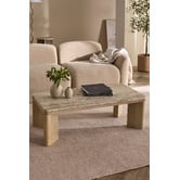 Temple &amp; Webster Misha Rectangle Mango Wood &amp; Marble Coffee Table