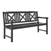 Temple &amp; Webster Black Santa Cruz 3 Seater Acacia Wood Outdoor Bench
