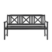 Temple &amp; Webster Black Santa Cruz 3 Seater Acacia Wood Outdoor Bench