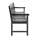 Temple &amp; Webster Black Santa Cruz 3 Seater Acacia Wood Outdoor Bench