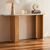 Temple &amp; Webster Talia Travertine-Look Console Table