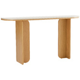 Temple &amp; Webster Talia Travertine-Look Console Table