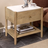 Temple &amp; Webster Maya Marble &amp; Mango Wood Bedside Table