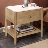 Temple &amp; Webster Maya Marble &amp; Mango Wood Bedside Table